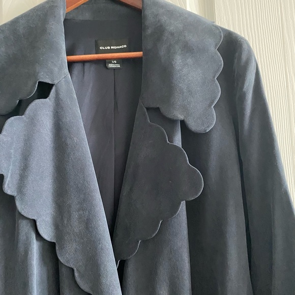 Club monaco scalloped navy trench coat - Picture 3 of 7